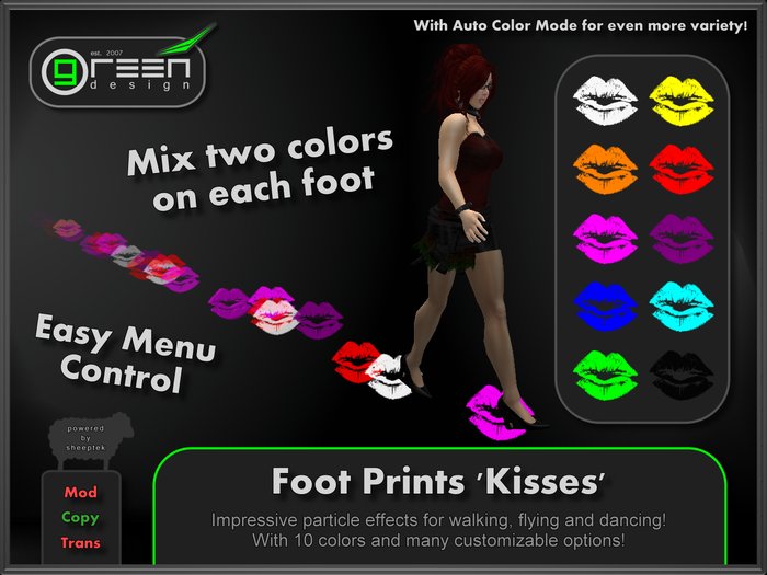 ●GD● Foot Prints 'Kisses' [Multi Color, Walk/Fly/Dance] Customizable Paw Prints Walking Effect