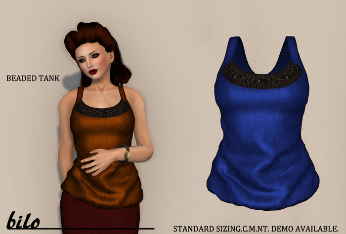 {bilo} Beaded Tank  -Navy MESH