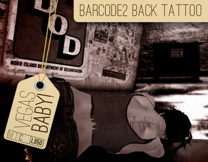 Vegas Baby! Barcode2 Back Tattoo