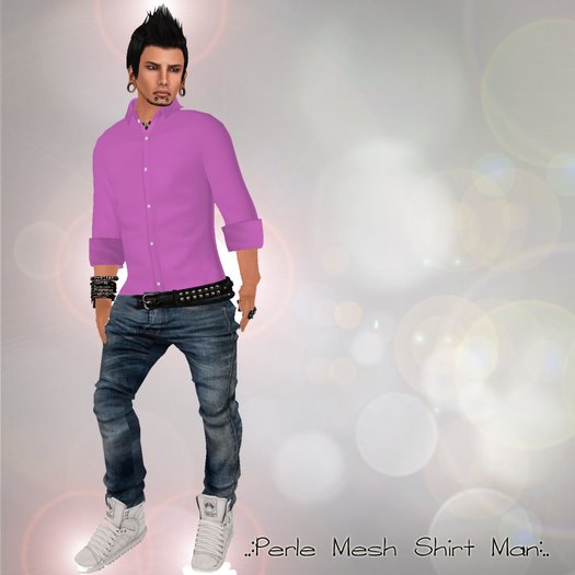 ....:Perle- Mesh Shirt Man Rosa 
