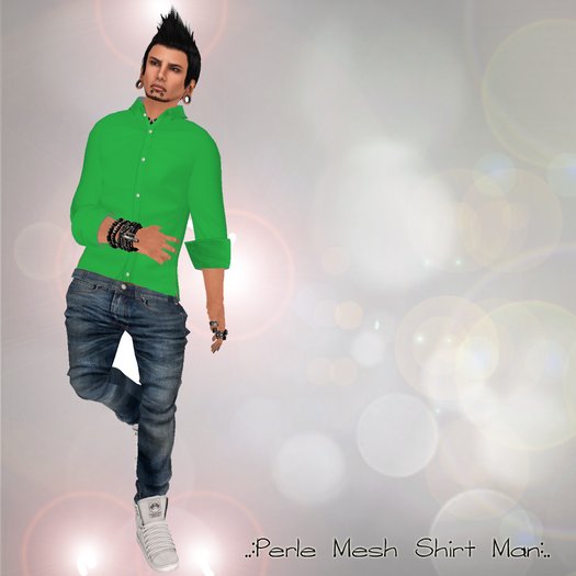 ..:Perle- Mesh Shirt Man Green 