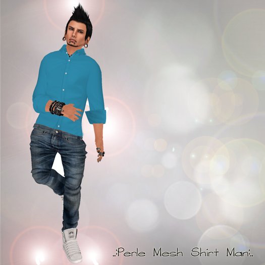 ..:Perle- Mesh Shirt Man Blue