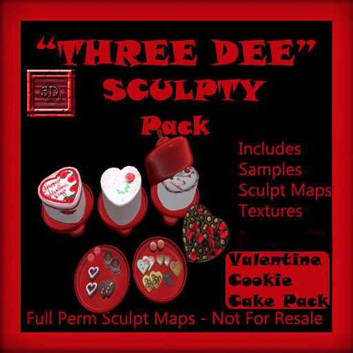"Three Dee" Valentines Cake/Cookie Sculpty Pack E