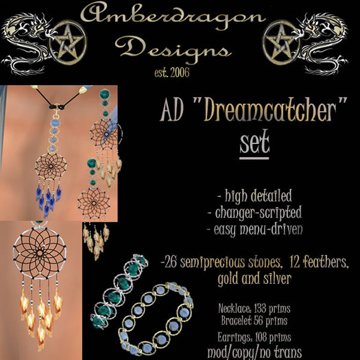 ~Amberdragon Designs~ "Dreamcatcher" Jewelry set
