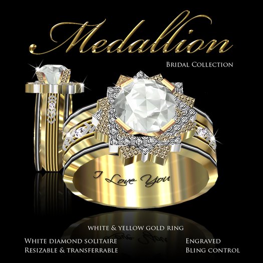 Exquisite Medallion Wedding Ring Gold