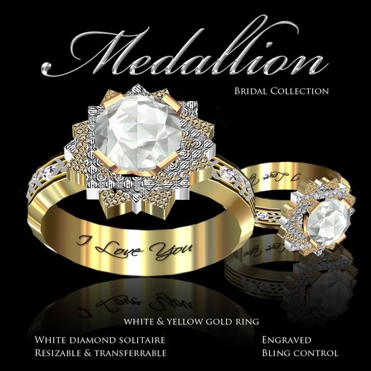 Exquisite Medallion Engagement Ring Gold