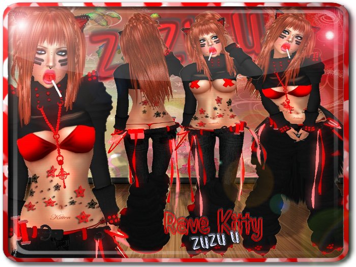 !...:::ZUZU~U::...! ~Rave Kitty~ Neko Outfit Red