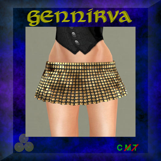 GenNirva - Flared mesh mini skirt sequins gold