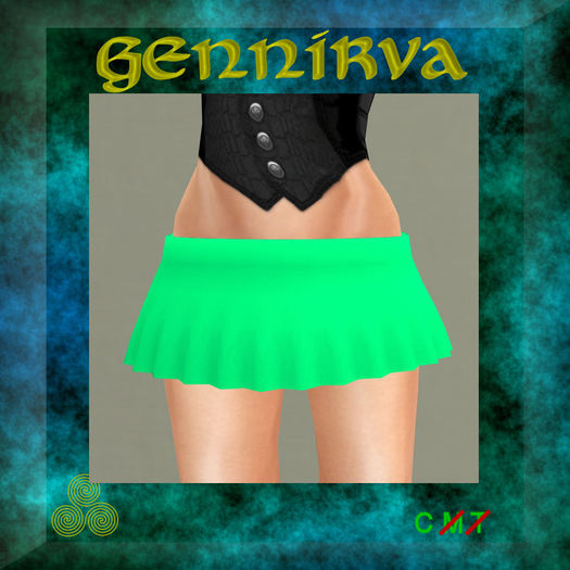 GenNirva - flare mesh mini skirts  Green