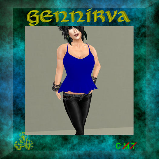 GenNirva -  Blue mesh flared tank