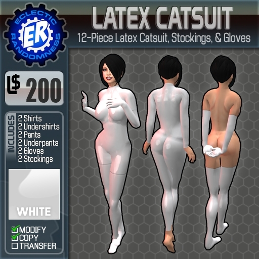 ER Latex Catsuit - White