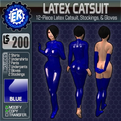 ER Latex Catsuit - Blue
