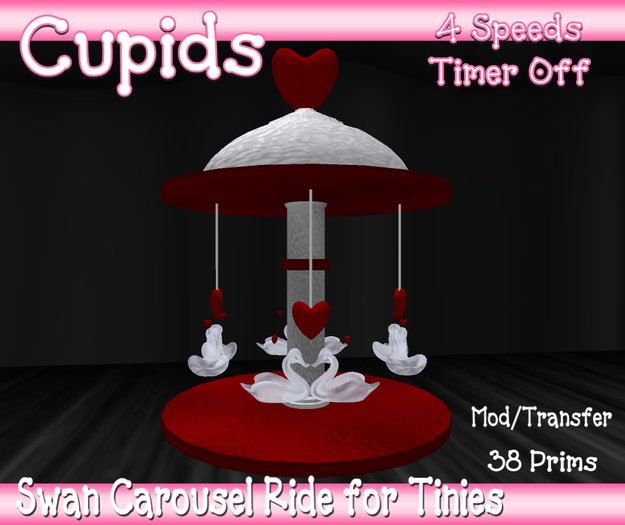 *CUPIDS* Swan Carousel Ride for Tinies Red