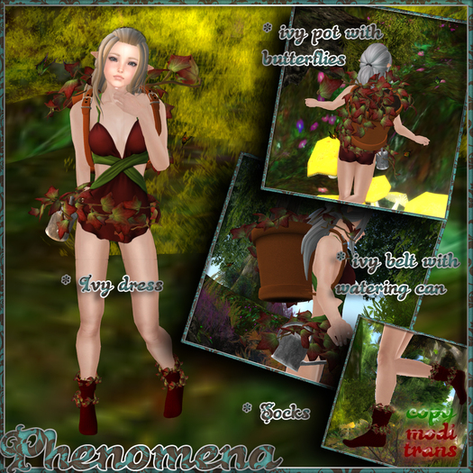 ~*~ Phenomena ~*~ Ivy Dress (RedGreen)