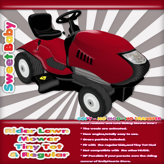 Sweet Baby - Rider Lawn Mower - Red