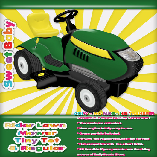 Sweet Baby - Rider Lawn Mower - Green