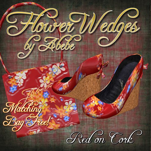 Abebe High Heel Wedges FlowerPower Red