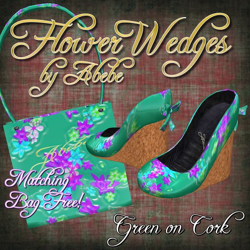 Abebe High Heel Wedges FlowerPower Green
