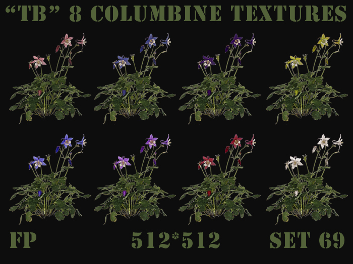 Twice Baked 8 FP Columbine textures with 3D effect set 69