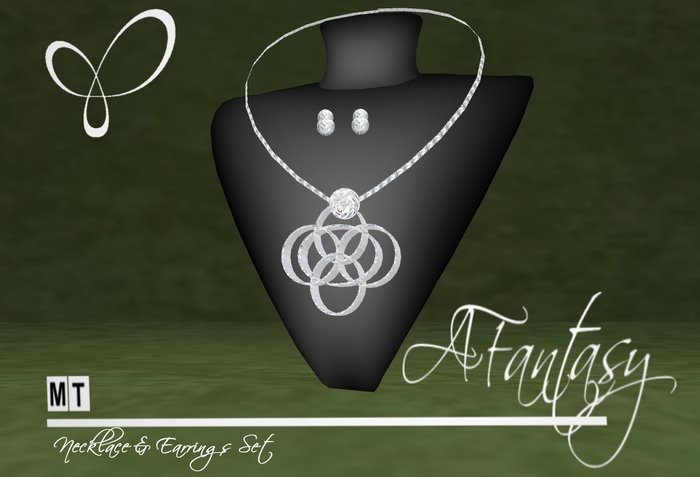 AFantasy Circles Circles Wht Gold Necklace & Earrings Set