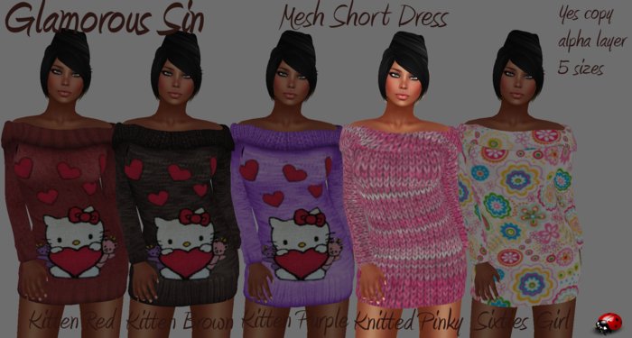 Glamorous Sin - Mesh Off Shoulder Knitted Pinky