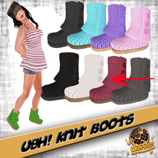 Waffle! Ugh Knit Boots - Wine 