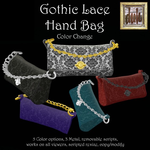 ::Duh!:: Gothic Lace Hand Bag Color Change
