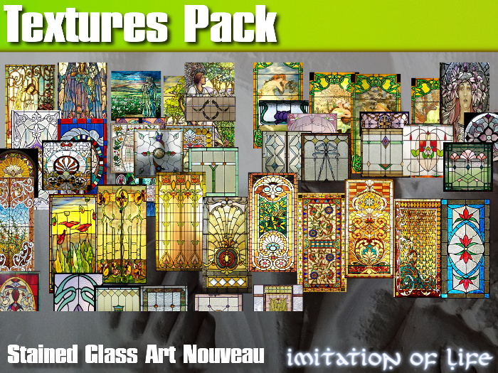 IOL 46 Stained Glass Art Nouveau Full Perms Textures Pack