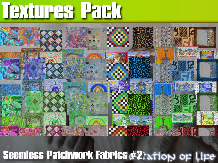 IOL 80 Seemless Patchwork Fabric Full Perms Textures Pack #2