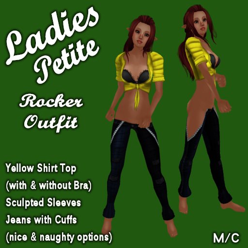 Ladies Yellow Rocker Outfit (For Mesh Petite Avatars)