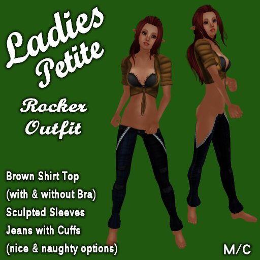 Ladies Brown Rocker Outfit (For Mesh Petite Avatars)
