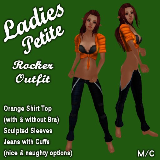 Ladies Orange Rocker Outfit (For Mesh Petite Avatars)