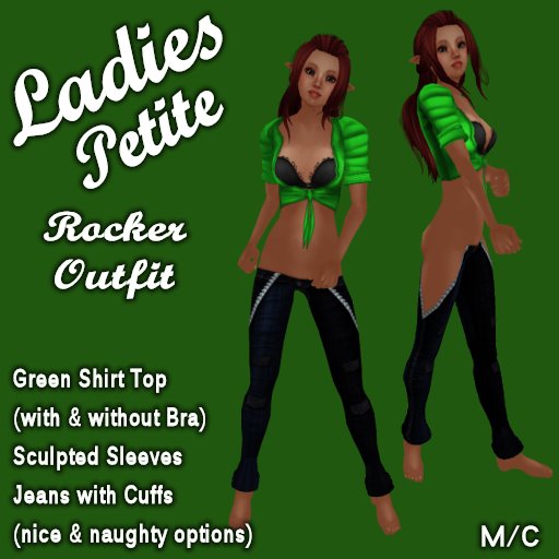 Ladies Green Rocker Outfit (For Mesh Petite Avatars)