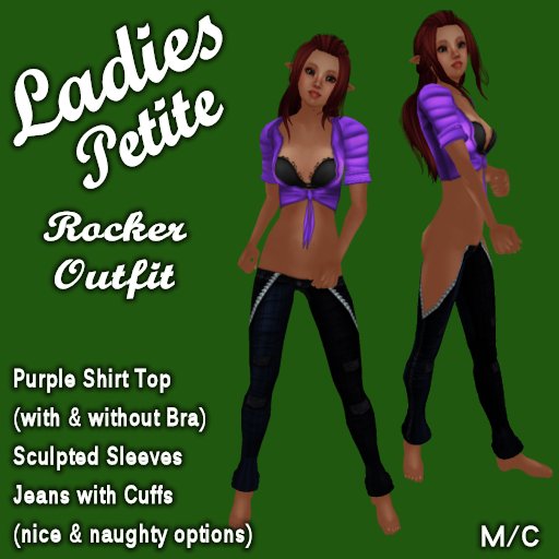 Ladies Purple Rocker Outfit (For Mesh Petite Avatars)