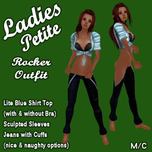 Ladies Lite Blue Rocker Outfit (For Mesh Petite Avatars)