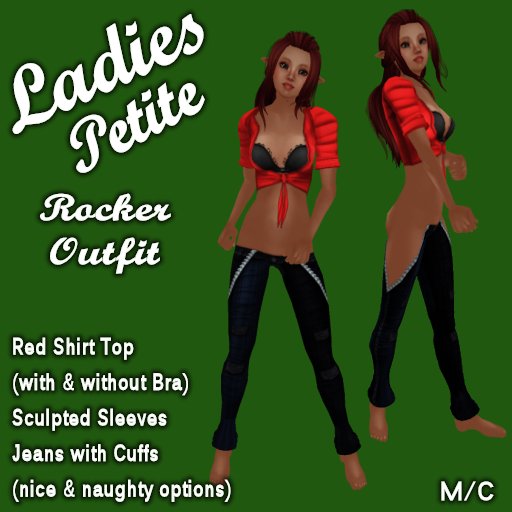 Ladies Red Rocker Outfit (For Mesh Petite Avatars)