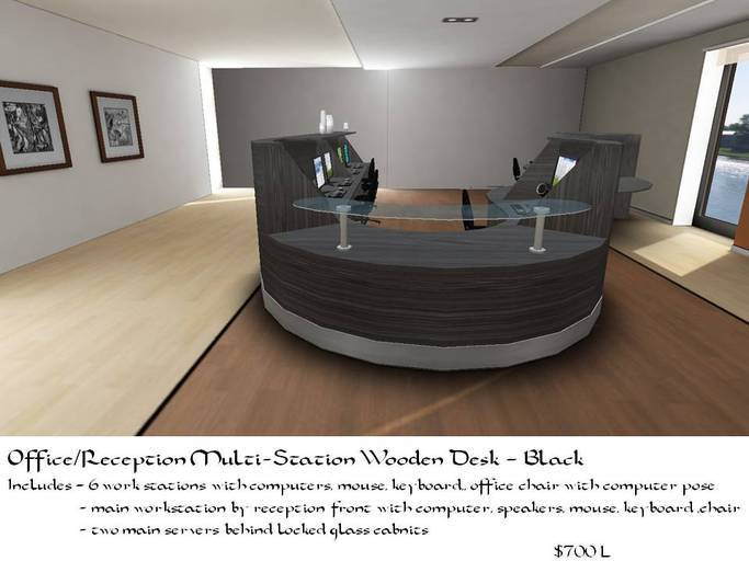 Office/Reception Multi Station Wooden Desk - Black