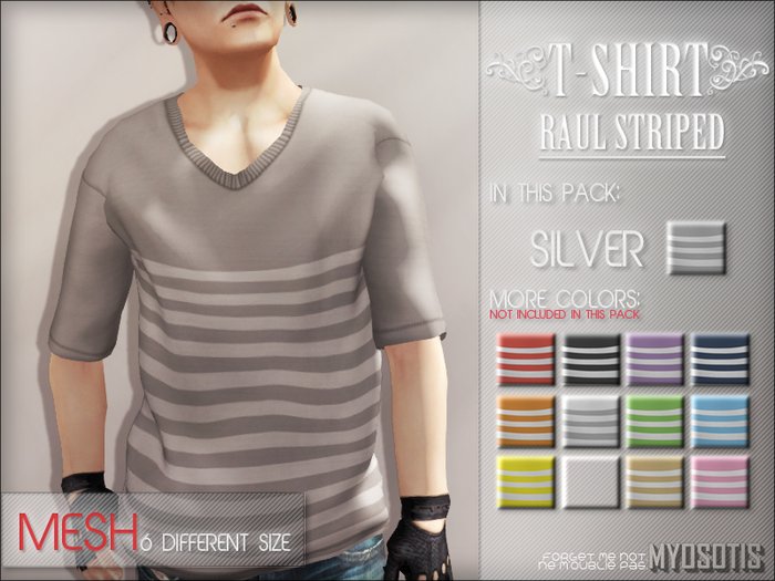 {Myosotis} - {Raul} T-shirt Striped. (Silver)(Boxed)