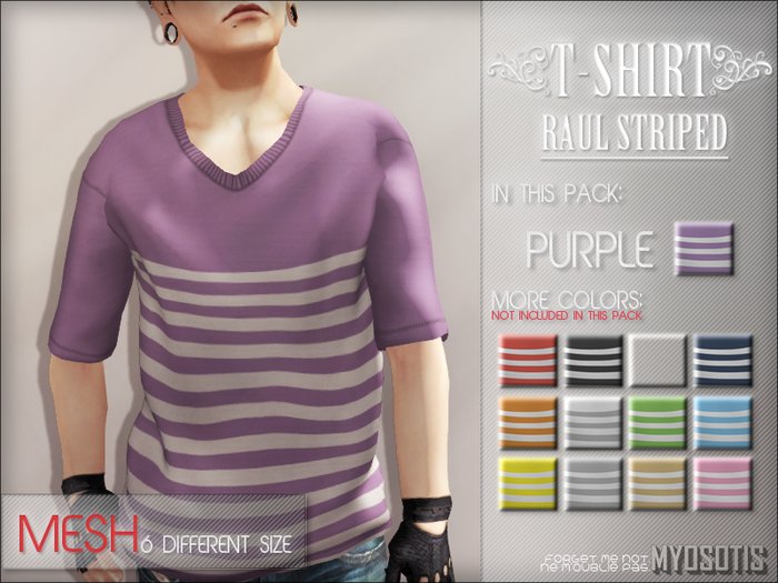 {Myosotis} - {Raul} T-shirt Striped. (Purple)(Boxed)