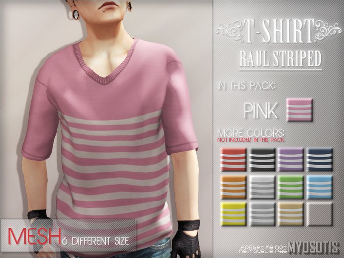{Myosotis} - {Raul} T-shirt Striped. (Pink)(Boxed)