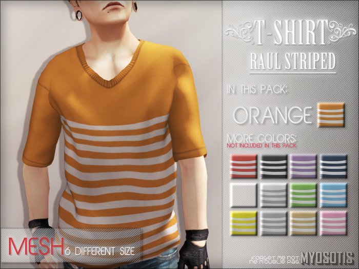 {Myosotis} - {Raul} T-shirt Striped. (Orange)(Boxed)