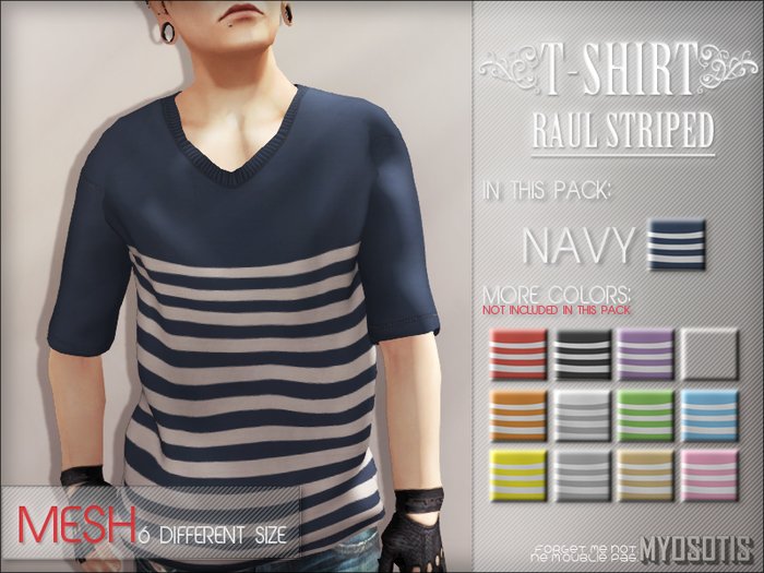 {Myosotis} - {Raul} T-shirt Striped. (Navy)(Boxed)