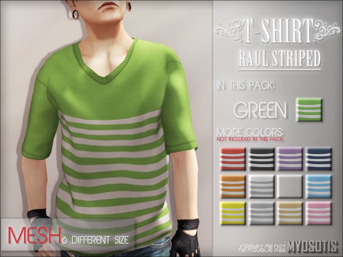 {Myosotis} - {Raul} T-shirt Striped. (Green)(Boxed)