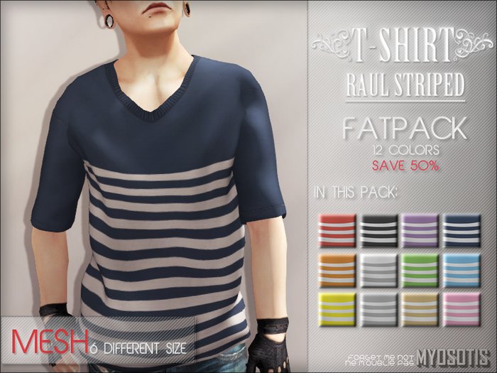 {Myosotis} - {Raul} T-shirt Striped. (FATPACK)(Boxed)