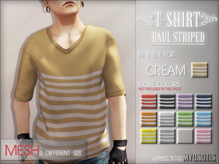 {Myosotis} - {Raul} T-shirt Striped. (Cream)(Boxed)