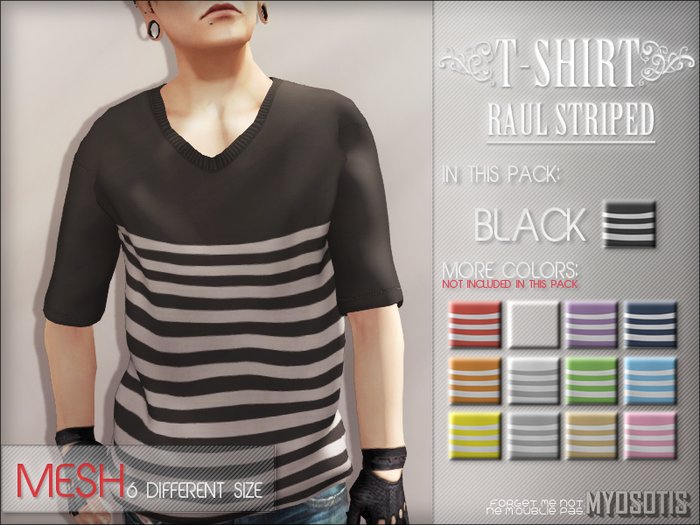 {Myosotis} - {Raul} T-shirt Striped. (Black)(Boxed)