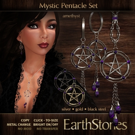 EarthStones Mystic Pentacle Jewelry Set - Amethyst (BOX)