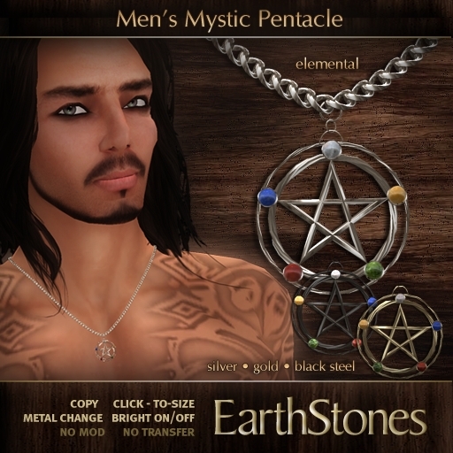 EarthStones  Mystic Pentacle Necklace - Men's - Elemental (BOX)