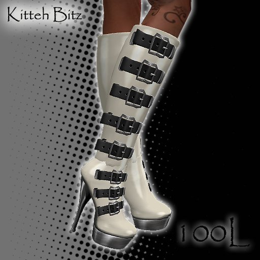 ::Kitteh Bitz:: Eva Boots (Cream PVC)