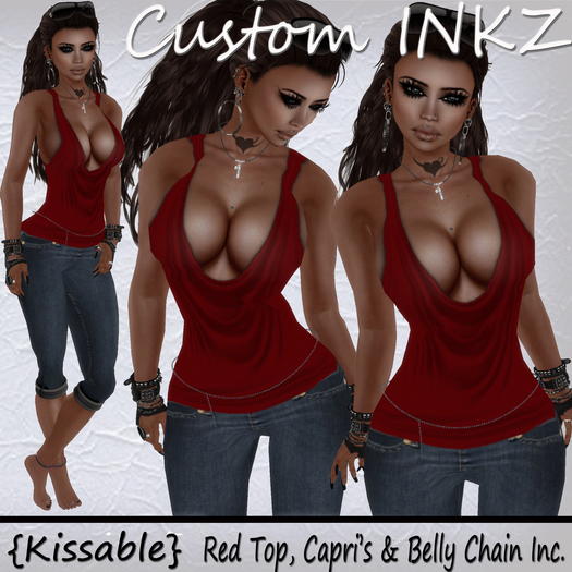 Custom iNKZ - Kissable Red Top, Capri's & Belly Chain!! [NEW - PROMO]